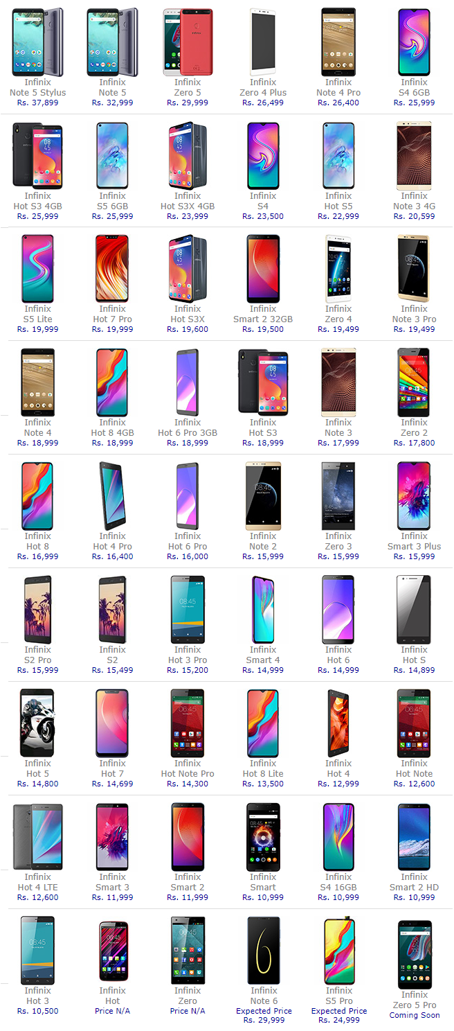 Infinix Mobile Phone Prices